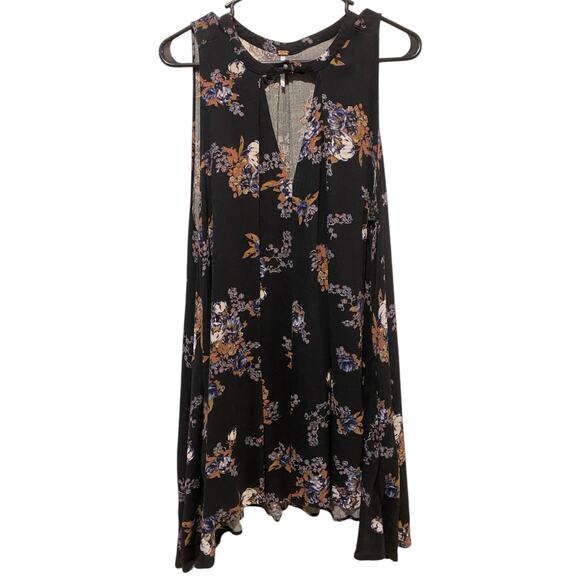 Free People Snap Out Of It Sleeveless Tree Swing Tunic Top Small Black Floral - Picture 5 of 14